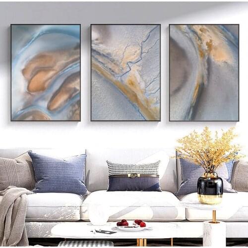 Abstract Marble Texture Stone Scenery Canvas Painting Golden Sand Texture Wall Art Picture Posters and Prints Home Decoration