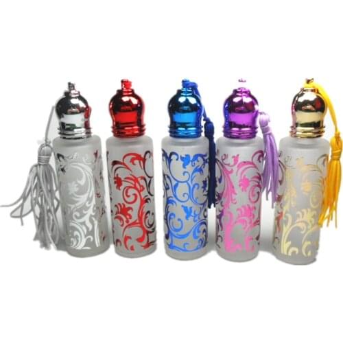 Free shipping 10pcs/lot 10ml Frosted Glass Roll On Bottle 5 Colors Roller Bottle For Essential Oils In Refillable Bottles