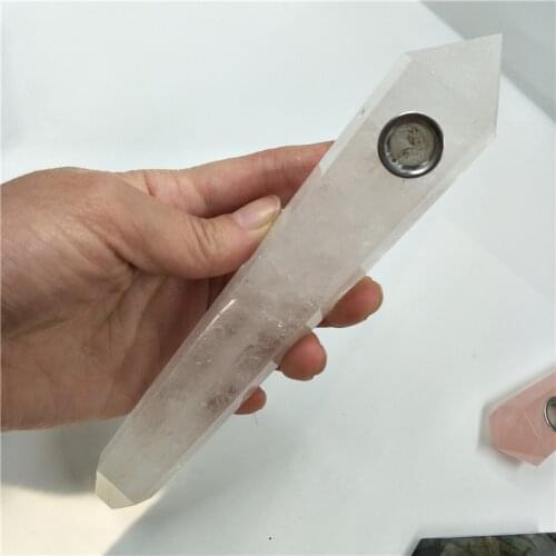 Large stones crystal smoking pipe natural quartz crystal pipe GEMSTONE HEALING CRYSTAL PIES WITH SCREEN ABOUT 7 inches healing