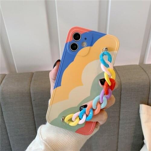 Graffiti Rainbow Bracelet Phone Cases For iPhone 12 11 Pro Max Mini X XS XR 7 8 Plus SE 2020 Art Colorful Chain Soft Back Cover