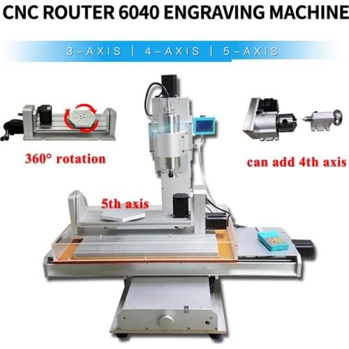 CNC 6040 Vertical Engraving Machine Wood Router Lathe 1.5KW 2.2KW with Rotation Axis 3 Axis 4 Axis 5 Axis for Metal Carving Tool