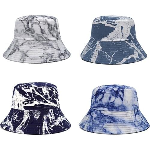 Tie-dyed Double-sided Fisherman Hat Womens Autumn and Winter Mens Panama Outdoor Fishing Hat Sunscreen Fisherman Hat Bob