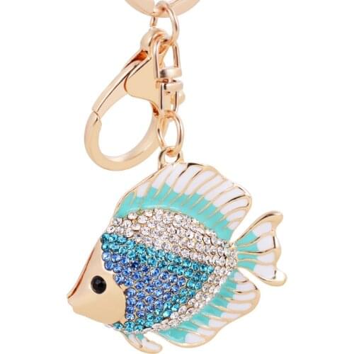 Enamel-Fish Cute Rhinestone-Crystal Charm Purse Handbag Car Key koi-Goldfish fishing Keyring Keychain Party Birthday Best Gift