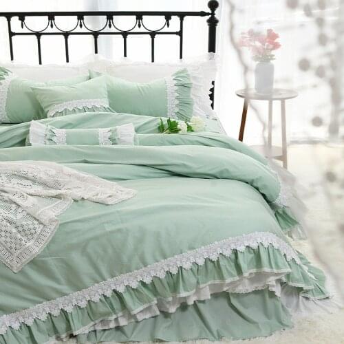 Hot-selling luxury Korean princess ins style lace bed skirt cotton quilt cover four-piece comfortable bedding