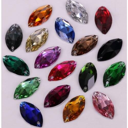 Good Quality 6x12, 7x15, 9x18, 11x24, 17x32mm Colors Marquise Flat Back Resin Sew On Stones