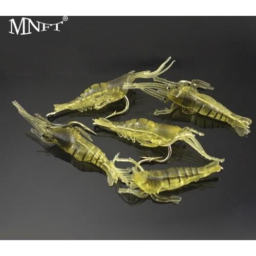 MNFT 50PCS/LOT Simulation Soft Shrimp Lures Artificial Bait Soft Fishing Lure With Crank Hooks Light Weight Carp Fishing Lure