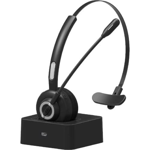 Trucker Bluetooth Headset Wireless Headset with Microphone Over The Head Headphones with Noise Cancelling Sound Bluetooth V5.0