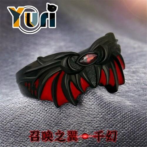 Anime Game Wings Rings S925 Sliver Finger Ring for Men Women Adjustable Fashion Jewelry Daily Props Cos Gift C MDS