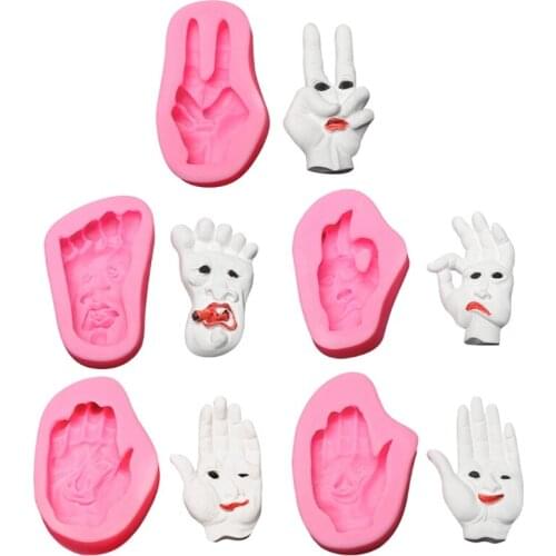 Palm and Soles Scissors Hand Silicone Mold Halloween Cake Decoration Fondant Baking Mold for Microwave Oven Refrigerator