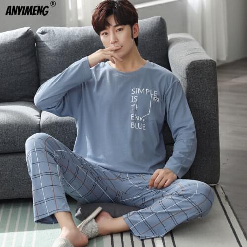 4XL Mens Pajamas Men Sleepwear Fashion Pajama Set for Boy Casual Loungewear for Man Comfortable Cotton Pijama for Gentleman