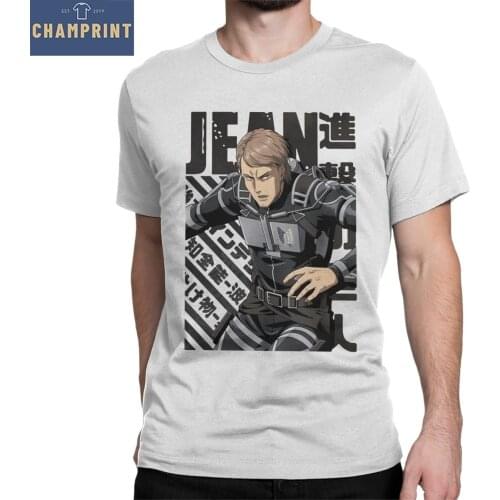 Men T-Shirts Shingeki No Kyojin Jean Kirstein Fashion 100% Cotton Tees Short Sleeve AOT Attack on Titan T Shirts Tops Plus Size