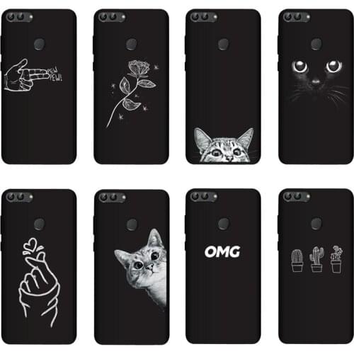 QAQsam 5.65inch Soft Silicone For Huawei P Smart 2018 Enjoy 7S Case Cover Painting Matte Phone Cases Funda