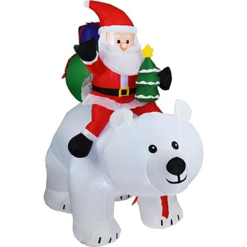 2M Inflatable Santa Claus Riding Polar Bear with Shaking Head Christmas Inflatable Doll for Indoor Outdoor Garden Decoration