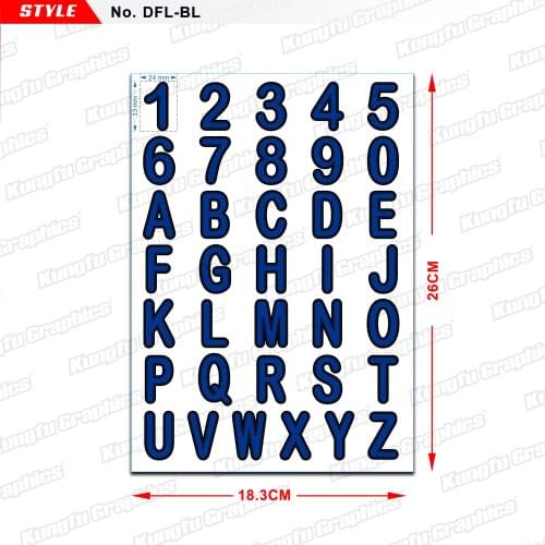 Aftermarket Small Number Sticker Sheet Alphabet Decals DIY Labels for Motorcycles ATV UTV Universal DFL Blue