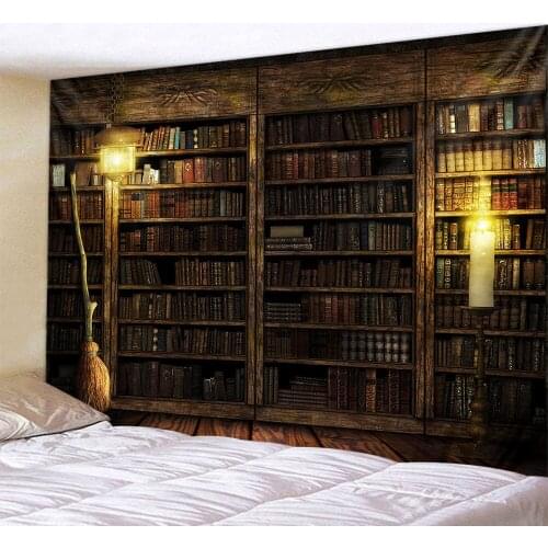 Large Size Wall Hanging Tapestry Bookcase Pattern Package Edge Dirt-resistant Living Room Background Home Chic Decor