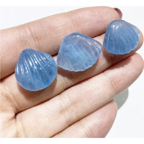 Natural Aquamarine Shell Crystal Pendant Blue Ice Quartz Stone Gemstones Pendant Necklaces Gift