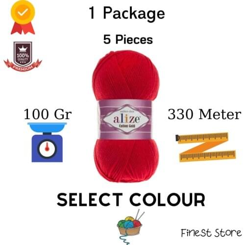 Thread 1 Pack |5 Balls| Alize Cotton Gold Amigurumi Yarn |1 Ball: 100 Gram - 330 Meter| Crochet Tool Kit Braid Rope Sewing Tools