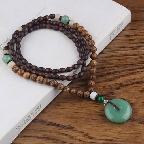 New Vintage Ethnic Style Wood Beads Pendants Necklaces Women Men Unisex Nepal Necklace Sweater Chain