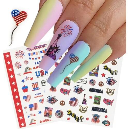 New Fake Nail Sticker Statue Of Liberty Fireworks Stickers For Nail Foil Design Nails Accessories Fashion Manicure Sticker NN