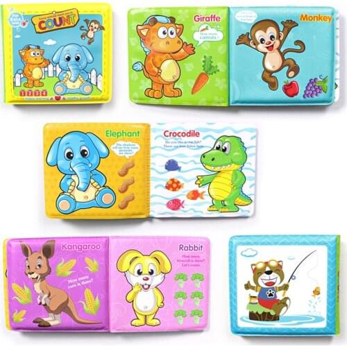 Cartoon Animal English EVA Waterproof Baby Bath Book Educational Picture Album