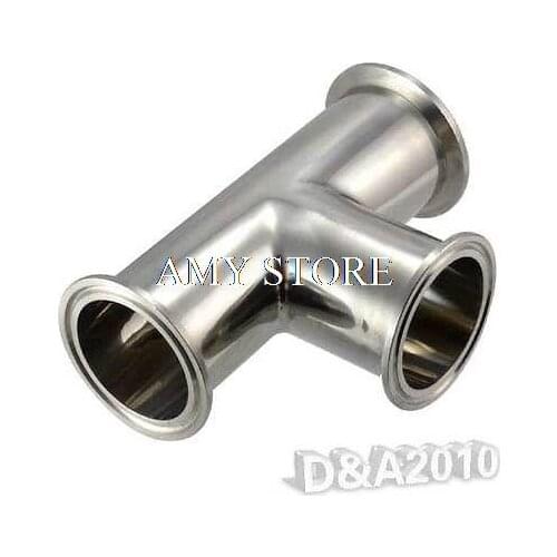 OD 38mm 1-1/2'' 3 Way Tee Sanitary Ferrule Pipe Fitting Stainless Steel 304