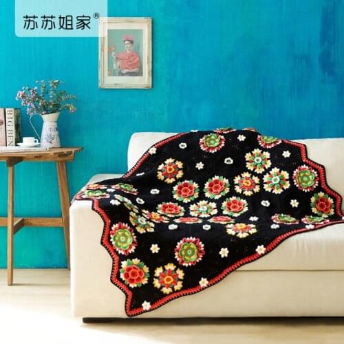 Size:125*95CM Frida pattern blanket hand DIY Crochet medium coarse baby cotton wool