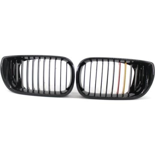 Gloss Black W/Y Color Front Kidney Grilles Fit For BMW E46 4D 02-05