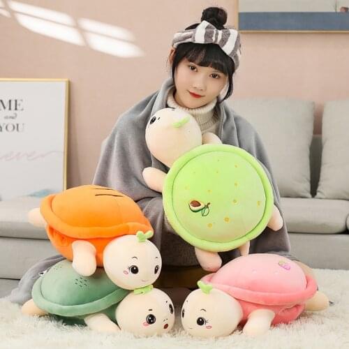 Nice Cartoon Fruits Turtle Plush Toys Soft Carrot Cactus Avocado Tortoise Stuffed Animal Dolls 3 in 1 Pillow Cushion Kids Gifts