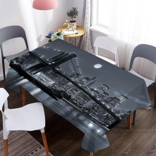 Beautiful City Night Print Table Cloth Waterproof Rectangle Dining Table Cover For Living Room Kitchen Decoration Tablecloth
