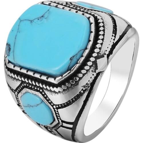 US 7 - 12 size New Natural Oval Opal Green Stone Ring Stainless Steel Vintage Nobel Palace Product For Woman Man Europe Jewelry