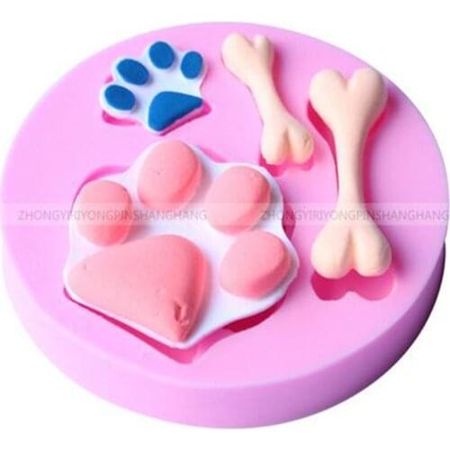 Cake Decoration Large&Small Cute Dog Paws&Bones Chocolate Liquid Silicone Pastry mould Pudding Ice Cube Soap Molds