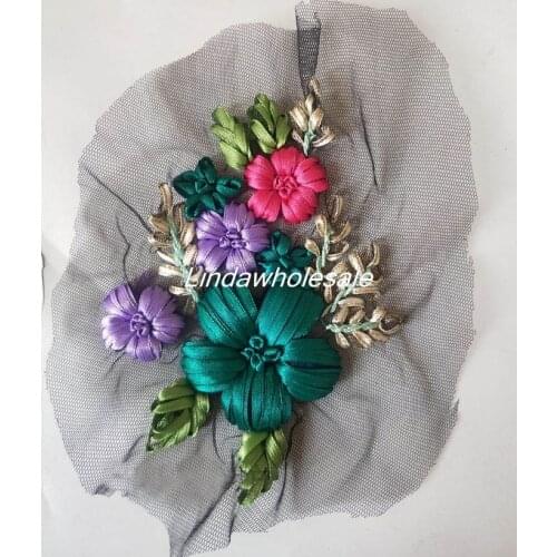 High-grade Ribbon embroidery Cloth Patch Bag Hat Skirt Decoration,patches for clothing