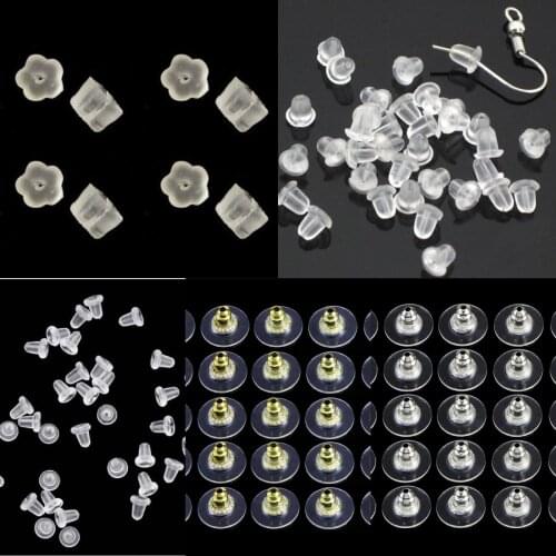 50PCS/Bag Silicone Rubber Earring Clasp Styles Ear Nut Earrings Jewelry Accessories Plugging Earring Back Earstud Findings NEW