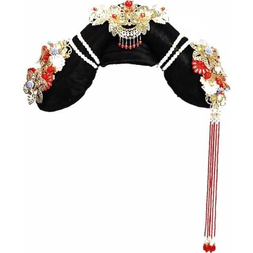 Womens Royal Hair Accessories Princess Headdress Qing Dynasty Headdress Ancient Lady Headwear Antique Photography Props