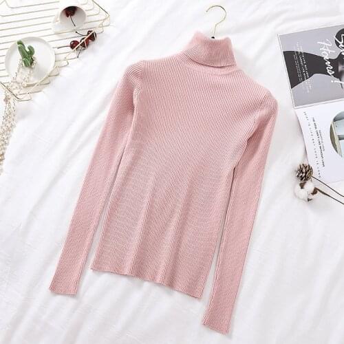 Heliar Women Pink Sweater Female Fall Turtelneck Sweater Autumn Winter Winter Underwear Slim Knitting Pullovers