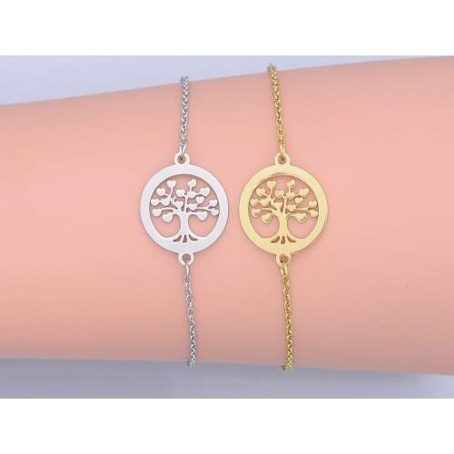 100% Stainless Steel Dainty Wishing Tree Charm Bracelet For Women Wholesale Dropshipping Factory Sale High Polished Bracelets