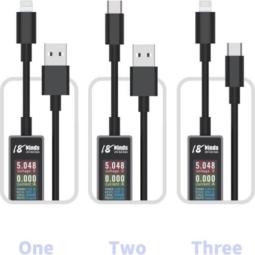 18 Kinds AV-Line USB Charging Current Detecting Cable Intelligent Precision Voltage and Current Tester for iPhone Android