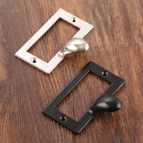 2sets 58*46mm Tag Frame Label Holder Pull Iron Handle File Name Card Holder Cabinet Drawer Box Case Bin White/Black w/screws