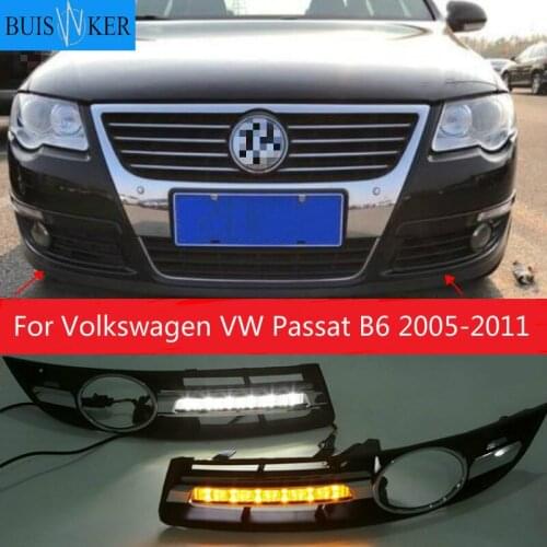 2Pcs Car LED DRL Daytime Running Light For Volkswagen VW Passat B6 2005 2006 2007 2008 2009 2010 2011 Fog Lamp