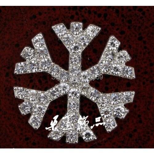20 Pieces Factory Price Vintage Unique Design Snowflake Silver Alloy Flat Back Crystal Rhinestone Button For Baby Girl Jewelry
