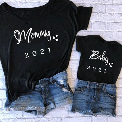 2021 Casual Family Look Girls Mom Mother Outfit Family Tshirts Fashion Mommy and Me Clothes Matching Mother and Daughter Clothes