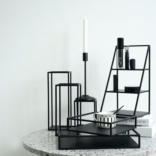 3 Layers Storage Racks Geometric modeling hollowed iron tray Makeup/Sundries/Perfume Cupcake storage rack