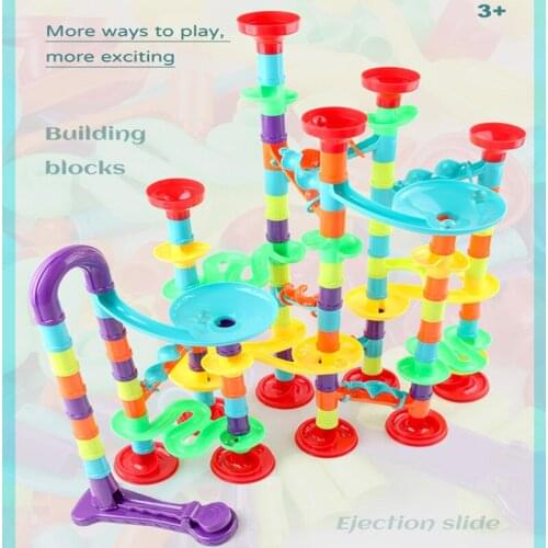 76/142PCS DIY Marble Race Track Building Blocks Construction Maze Ball Roll Toys Children Marble Runs Racing Game Christmas Gift