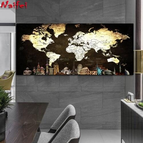 Abstract World Map Large 5D DIY Diamond Painting Full Square Drill Embroidery Round Mosaic Needlework Wall Decoration