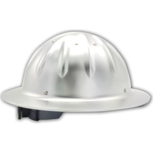 Aluminum Hard Hats, Full Brim Safety Helmet with 4 Points Ratchet Suspensions Silver, Yellow, Green, Red, Orange, One Size