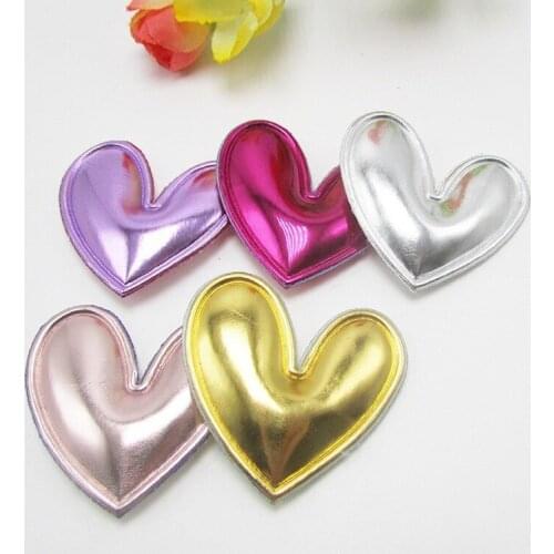 10pcs PU Leather Heart Ball Padded Appliques For clothes DIY Baby Hair Clip Headwear Decor Ornament Accessories