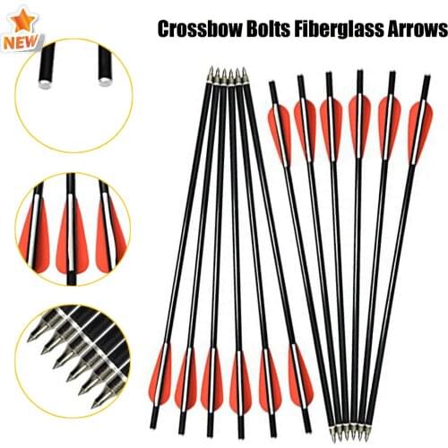 12Pcs 16" 18" 20" Crossbow Bolts Fiberglass Arrows Screw Field Point Flat Knock for Archery Hunting Practice