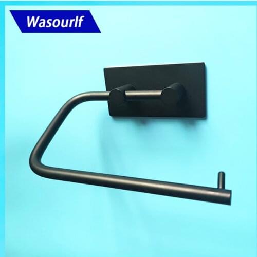 WASOURLF Black Paper Holder Brass Rack Hook Bathroom Towel Holder Stainless Steel Wall Hanger Hardware Viscose Stick Wall Hotel