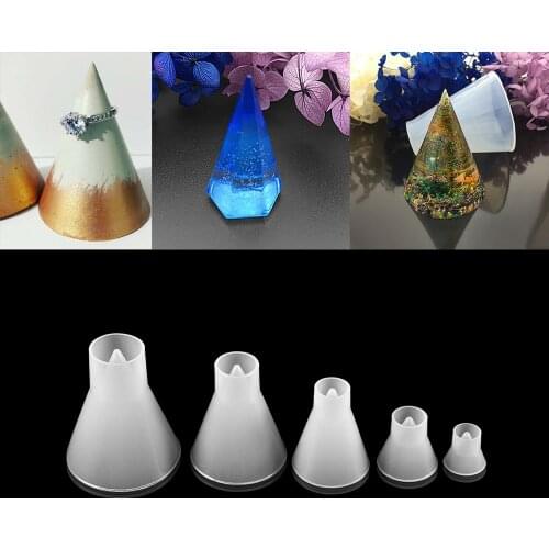 5 Size Cone Shape Epoxy Resin Molds Stereoscopic Tower Silicone Mold For DIY Jewelry Making Rings Display Decoration Accessories