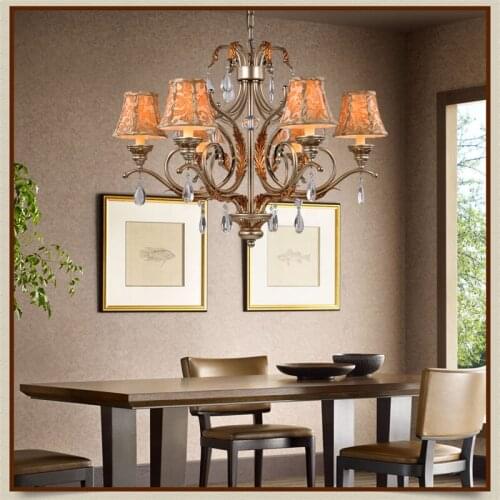 K9 Crystal Fabrics Chandeliers Vintage American Minimalist Suspension Lighting Living Room Bedroom Art Deco Hanging Lamp
